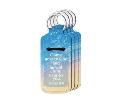 Christian keychain with Scripture James 4:8 – Come near to God and He will come near to you – ChapStick holder.