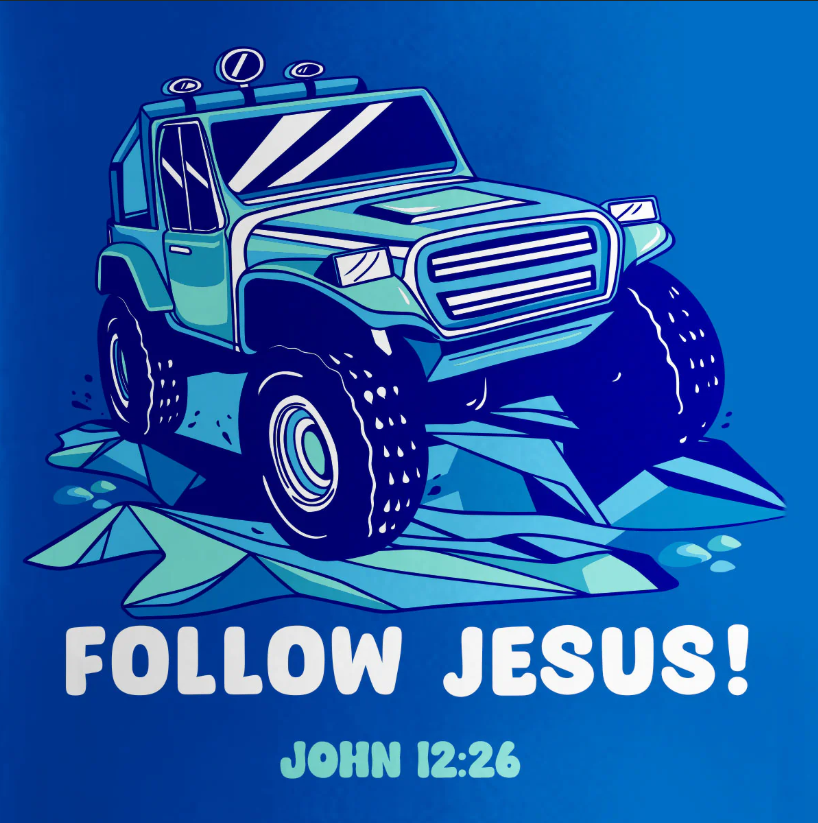 Kids Christian stainless steel sports bottle with Follow Jesus design