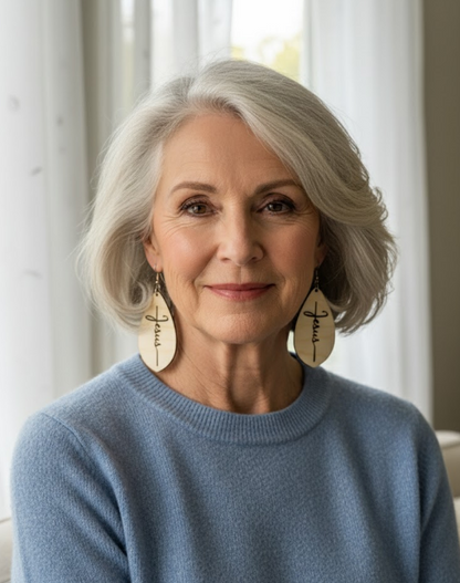 Christian Jesus script earrings inspired by 2 Corinthians 12:9 – My grace is sufficient for you