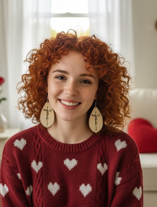 Christian Jesus script earrings inspired by 2 Corinthians 12:9 – My grace is sufficient for you