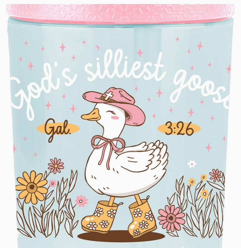 Pink Jesus Loves Me and Ewe Christian kids cup with straw faith drinkware