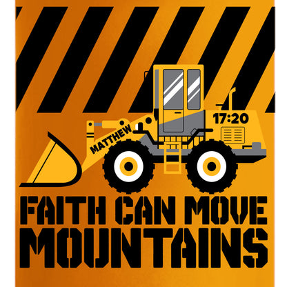 Orange kids Christian sports bottle with Front Loader construction vehicle design