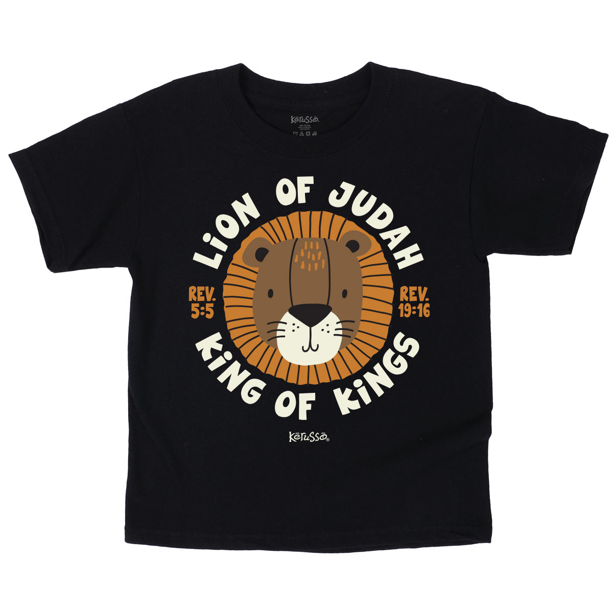 Black youth Christian T-shirt with Lion of Judah design celebrating King Jesus