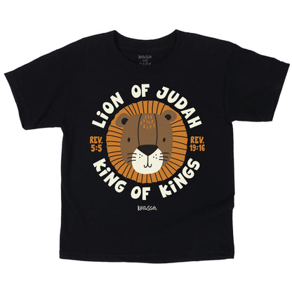 Black youth Christian T-shirt with Lion of Judah design celebrating King Jesus