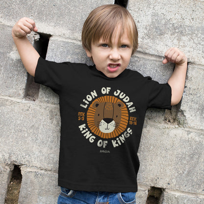 Black youth Christian T-shirt with Lion of Judah design celebrating King Jesus