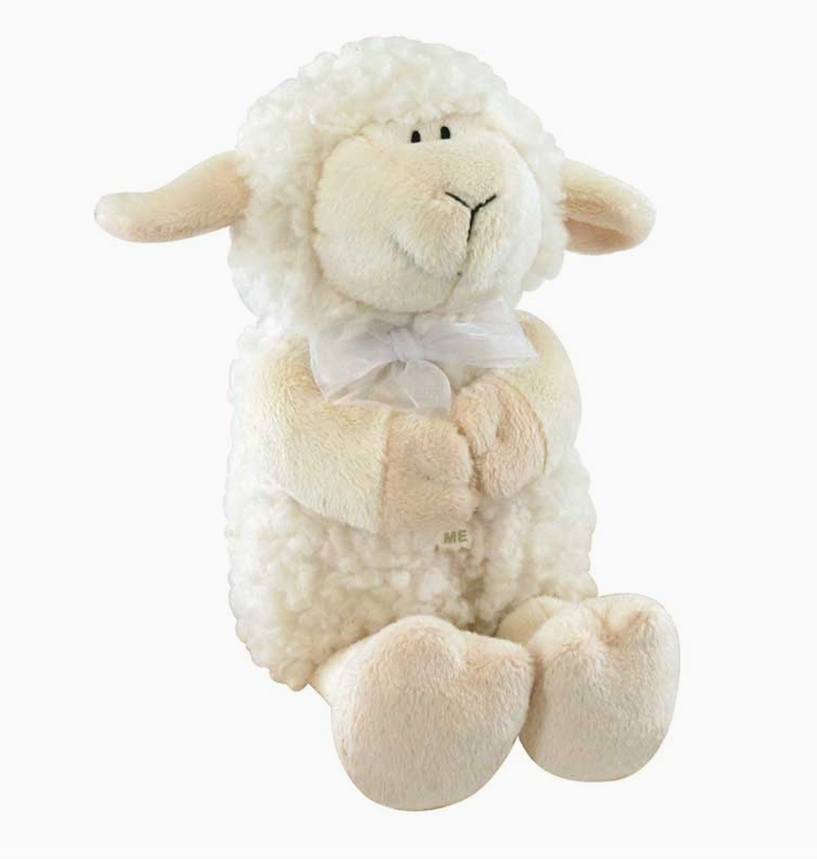 Cream praying lamb plush that plays Jesus Loves Me soft Christian baby toy
