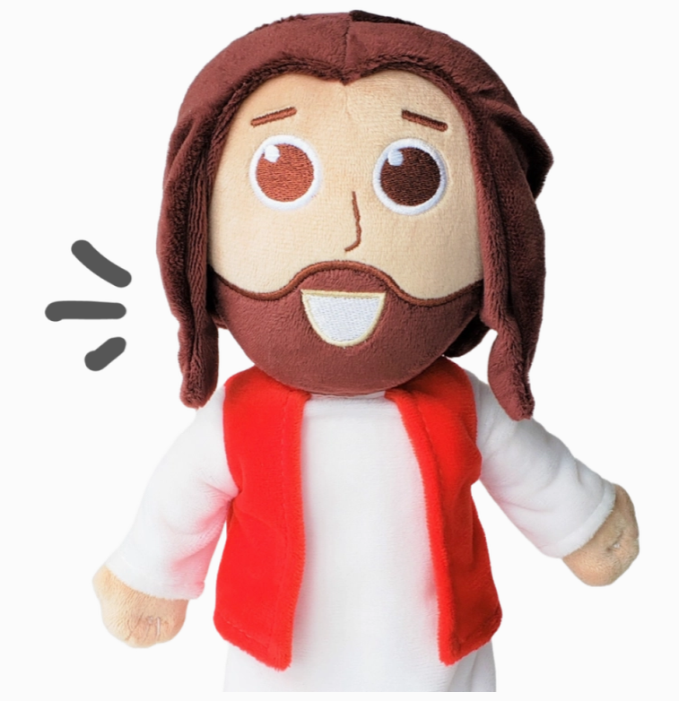 12 inch Talking Jesus Doll plush Christian toy showing size reference perfect for children