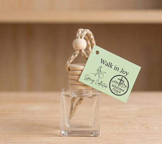 Walk in Joy Christian car diffuser with uplifting fragrance inspired by Nehemiah 8:10